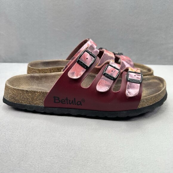Betula by Birkenstock Florida Womens Size 8 (EU 39) Sandals Burgundy Leather - Picture 1 of 8